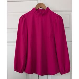 J. Crew Pink Ruffle Neck Blouse